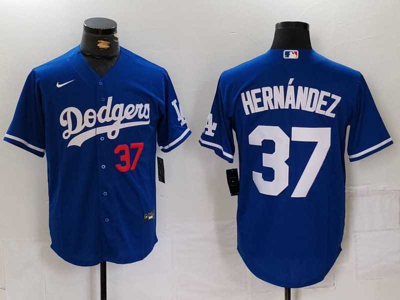 Men%27s Los Angeles Dodgers #37 Teoscar Hernandez Number Blue Cool Base Stitched Jersey->los angeles dodgers->MLB Jersey
